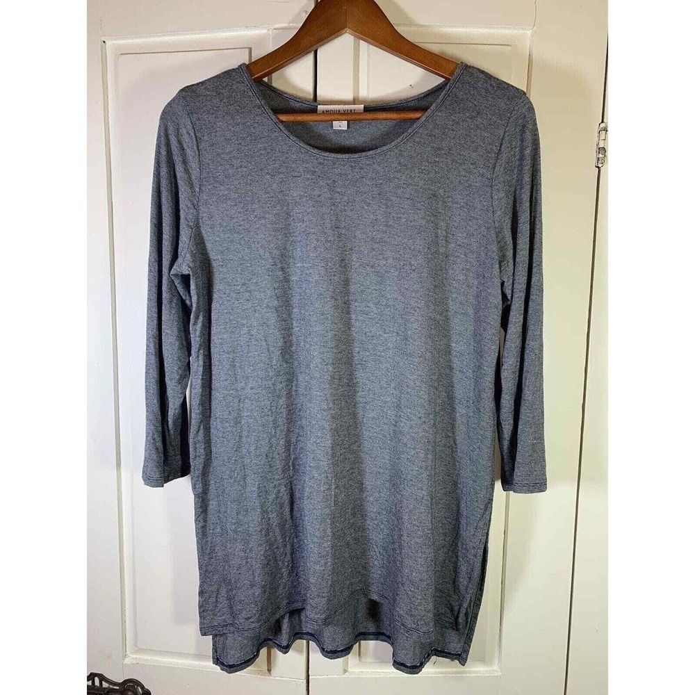 Amour‎ Vert Top Women's Large Coastal Grandma Office Stretch Lagenlook Made USA